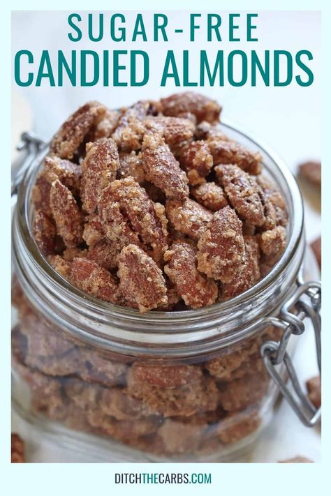 Keto Candied Pecans, Keto Gingerbread Cookies, Candy Almonds Recipe, Keto Gingerbread, Cinnamon Roasted Almonds, Sugar Free Desserts Easy, Raw Eggs, Spiced Almonds, Homemade Eggnog