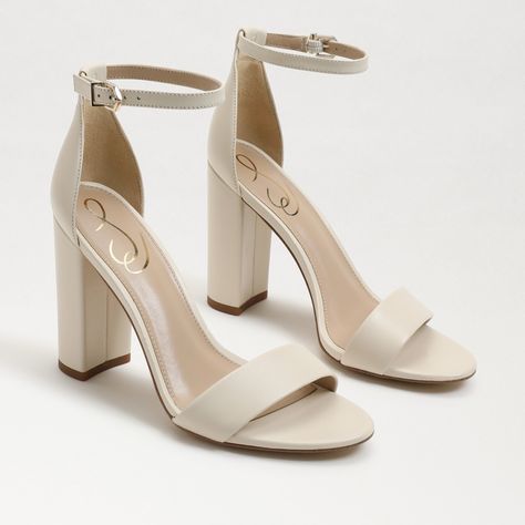 Sam Edelman Yaro Block Heel Sandal Size: 8 Color: Modern Ivory Leather Heel Height: 4 Inches Original Price: $130 Brand New With Tags Beige Block Heels, Black Block Heel Sandals, Block Shoes, Sam Edelman Heels, Shoes Heels Classy, Block Sandals, Real Friendship, Perfect Heels, Fancy Shoes