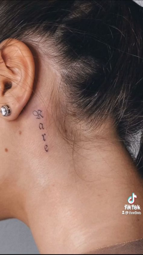 Behind The Ear Neck Tattoo Ideas, Tattoos For Women Behind Ear, Word Neck Tattoos, Small Flower Tattoos For Women, Simple Neck Tattoos, Fingerprint Tattoos, Small Neck Tattoos, Behind Ear Tattoos, Face Tattoos For Women