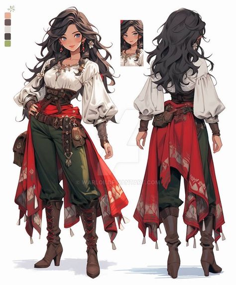 Medival Outfits Women, Anime Pirate, Steampunk Character, Pirate Outfit, Pirate Art, Fest Outfits, Female Character Concept, Pirate Woman, Clothing Design Sketches