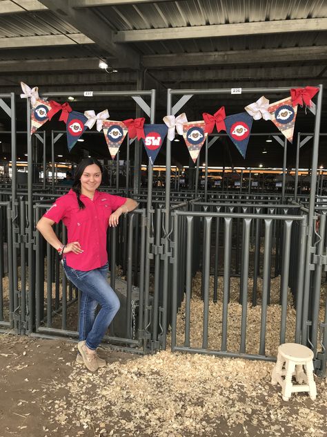 4h Banner Display Ideas, Livestock Stall Decorations, 4h Stall Decorations, Livestock Pen Decorations, Show Animals Fair Signs, Pig Pen Decorating Ideas Fair, 4-h Decorations, 4 H Pen Decorations, County Fair Stall Decorations Ideas