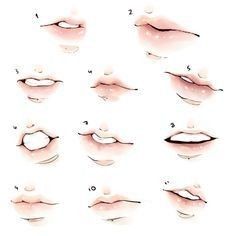 Anime Lips, Lip Drawing, Mouth Drawing, Drawing Faces, Lips Drawing, Digital Painting Tutorials, Anime Drawings Tutorials, Drawing Tutorials, Art Tutorial