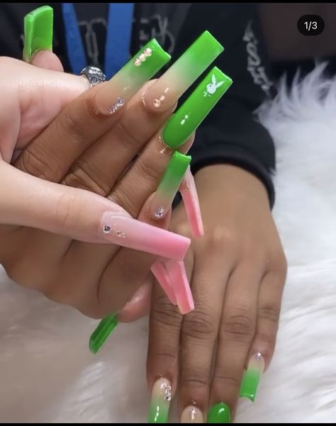 Green Nails For Black Women, Lime Green Spring Nails, Lime Green Nails Black Women, Long Green Nails Acrylic, Lime Green Nails Acrylics, Lime Green Acrylic Nails, Green Birthday Nails, Green Baddie Nails, Exotic Nail Designs