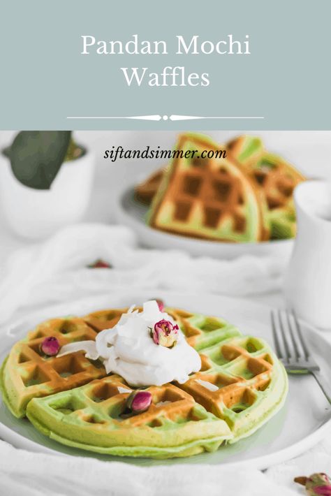 Pandan Mochi, Mochi Waffle Recipe, Mochi Waffles, Waffle Recipe, Sushi Recipes, Asian Desserts, Waffle Iron, Waffle Recipes, Pancakes And Waffles