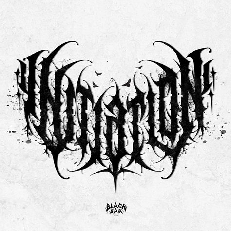 Grindcore Tattoo, Metal Font Tattoo, Dark Calligraphy Tattoo, Gothic Font Tattoo, Tatoo Lettering, Dark Lettering Tattoo, Gothic Typography, Metal Typography, Tattoo Perna