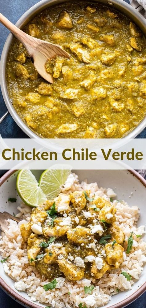 Skillet Green Chili Chicken, Verde Chicken Recipes, Chile Verde Chicken, Runner Recipes, Chicken Chile Verde, Tomatillo Chicken, Tomatillo Recipes, 2023 Meals, Recipe Runner