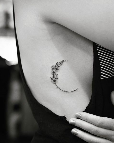 Cute Meaningful Tattoos, Moon Tattoos, Meaningful Tattoos For Women, Side Tattoos, Best Sleeve Tattoos, Tattoo Life, Rib Tattoo, Nature Tattoos, Little Tattoos