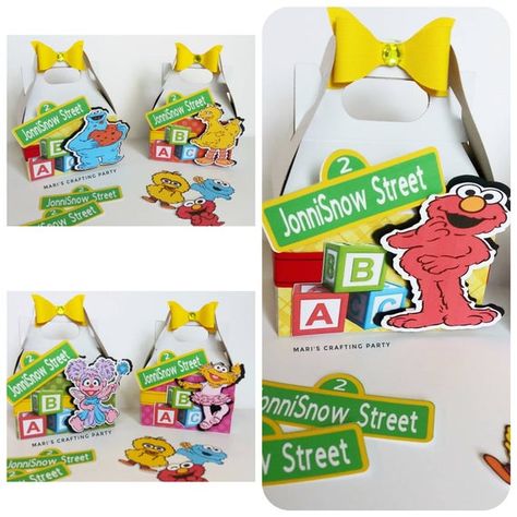 Sesame Street Birthday Party, Elmo Birthday, Sesame Street Birthday, Gable Boxes, Party Favor Boxes, Party Stores, Pretty Box, Party Needs, Party In A Box