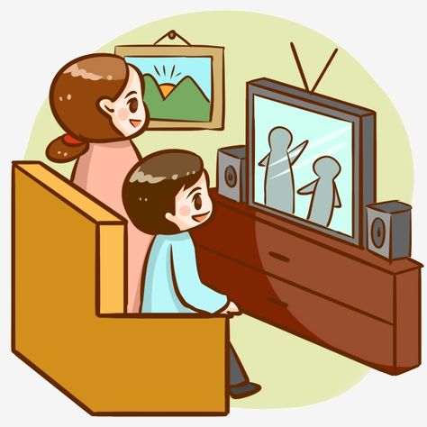 Family Watching Tv Drawing, Watch Tv Cartoon, Watching Tv Video, Tv Graphic Design, Family Watching Tv, Radio Drawing, Tv Png, Drawing Emotions, Video Png