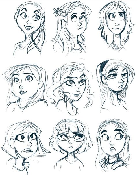 Cartoon Face Reference, Disney Style Drawing, Cartoon Women, Some Drawings, Cartoon Drawings Of People, Character Design Cartoon, Cartoon Drawing Tutorial, Drawing Cartoon Faces, 얼굴 그리기