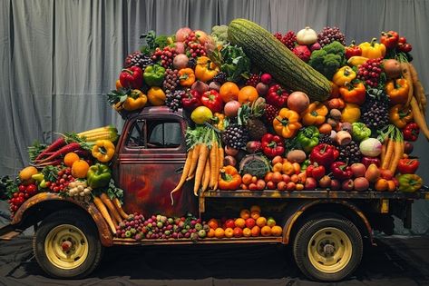 A truck loaded with an abundance of fresh fruits and vegetables Fresh Fruits, A Truck, Fresh Fruits And Vegetables, Fruits And Vegetables, Fresh Fruit, Graphic Resources, Fruit, Quick Saves