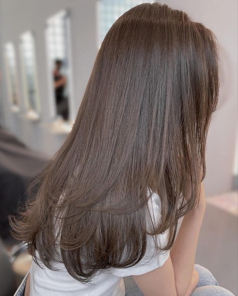 Korean Layers Long Hair, Korean Layered Medium Hair, Hair Korean, Haircut Selfie, Photo Hijab, Hairstyle Long, Brown Hair Looks, Hairstyle Short, Brown Hair Inspo