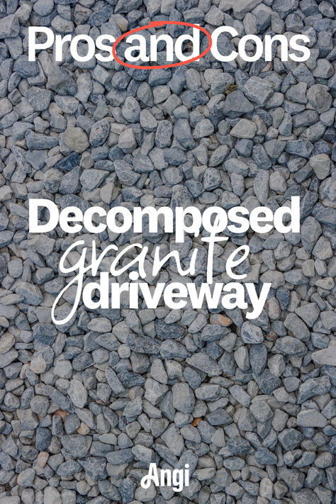 Pros and cons of decomposed granite driveway on a gravel background Decomposed Granite Fire Pit Area, Decomposed Granite Driveway, Crushed Limestone Landscaping, Gravel Driveway Ideas Cheap, Crushed Granite Walkway, Crushed Granite Landscape, Decomposed Granite Landscaping, Granite Driveway, Driveway Ideas Cheap