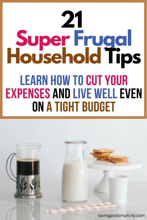 Are you looking for ways to decrease your household expenses and cut your spending?  Discover 21 super frugal household tips that can help you get your budget and your spending back in order. Learn great frugal tips to help you pay down your debt and save more money. Frugal Homemaking, Live On Less, Household Expenses, Debt Reduction, Homemaking Tips, Saving Strategies, Food Cost, Debt Free Living, Save More Money