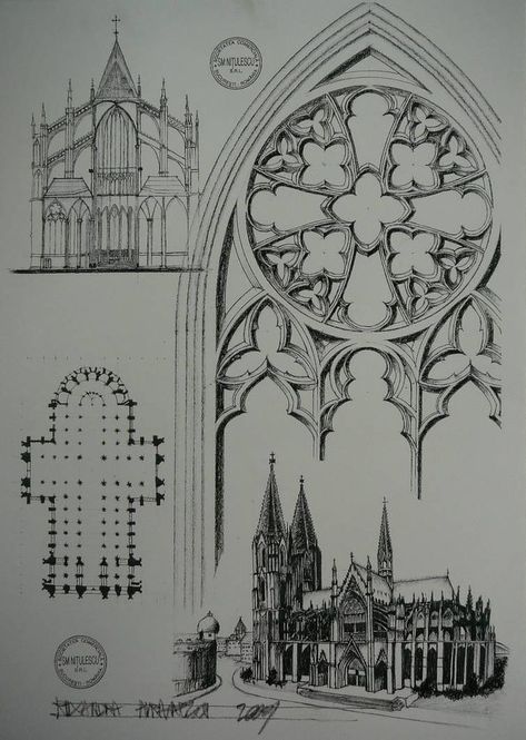 Gothic Architecture Drawing, Goth Architecture, Gothic Drawings, Gothic Window, Architectural Graphics, Architecture Drawing Sketchbooks, Gothic Windows, Window Drawing, Gothic Buildings