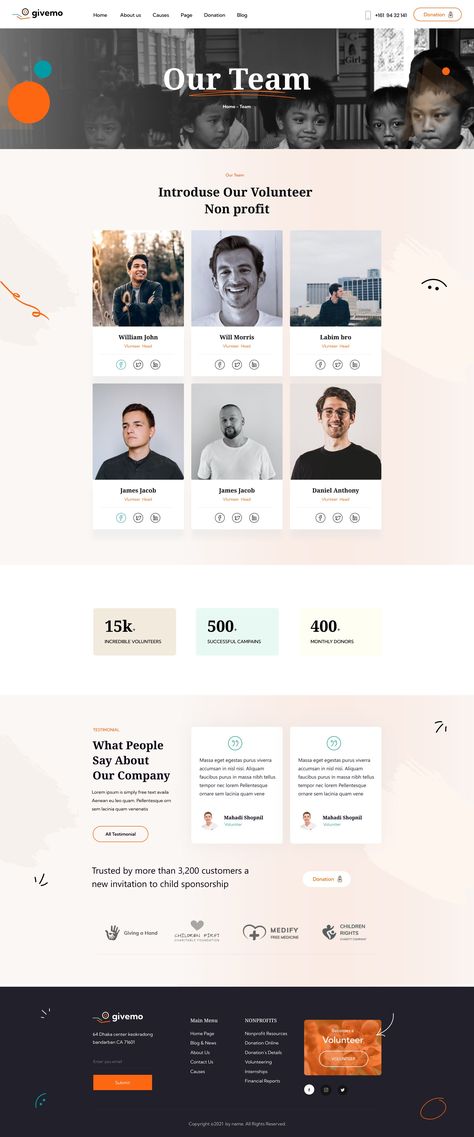 Givemo - Charity & Nonprofit Figma Template Non Profit Website Design, Non Profit Website, Nonprofit Website Design, Nonprofit Design, Nonprofit Website, Team Template, Meet Our Team, Figma Template, Team Page
