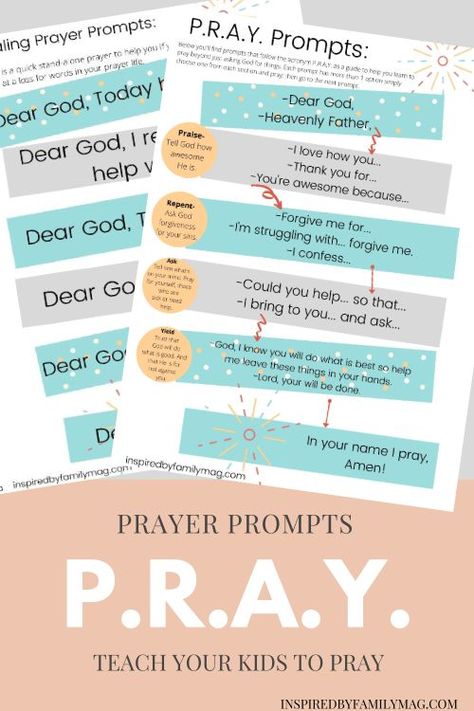 Teach Your Kids to Pray with a Prayer Prompts - My hope is that in prayer our children will see that God cares about everything that goes on in their life. Teach Me To Pray Printable, Teaching Kids About Prayer Activities, Teaching Prayer To Kids, Teaching Kids About Prayer, Prayer Boards For Kids, Prayer Prompts For Kids, What To Pray About, Prayer Lessons For Kids, How To Pray For Kids