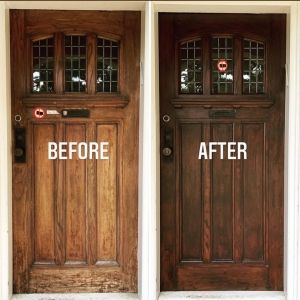 Stained Front Door, Front Door Ideas, Exterior Wood Stain, Stained Doors, Exterior Stain, Porch Doors, Front Door Porch, General Finishes, Oak Doors