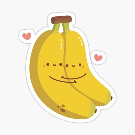 Banana Illustration Cute, Banana Art Illustration, Banana Picture, Cute Hugging, Banana Illustration, Banana Painting, Banana Sticker, Banana Snacks, Cute Banana