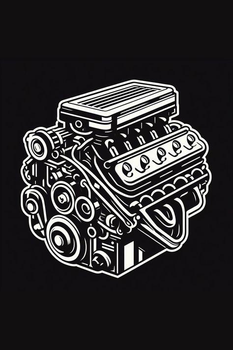 A black t-shirt featuring a detailed engine design with gears, pistons, and a powerful engine Mechanic Logo Design, Mechanics Aesthetic, Garage Mural, Mechanic Logo, Steampunk Mechanic, Beer Tattoos, Gear Tattoo, Mechanics Logo, Motorcycle Mechanic