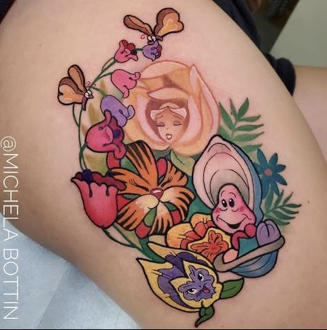 Beautiful Alice And Wonderland Tattoos, Art Deco Tattoo, Care Bear Tattoos, Whimsical Tattoos, Traditional Tattoo Inspiration, American Traditional Tattoo Ideas, Traditional Tattoo Ideas, Flower Tattoo Ideas, Saved Tattoo