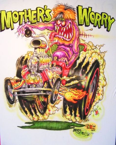 Rat Cartoon, Ed Roth Art, Ed Roth, Cartoon Car Drawing, Original Monster, Monster Car, Cool Car Drawings, Rat Fink, Automotive Artwork