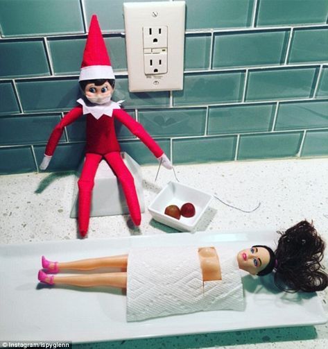 Bad Elf Ideas, Elf On The Shelf Adult, Elf Ideas Easy Funny, Adult Elf On The Shelf, Mantlepiece Decor, Bad Elf On The Shelf, Elf Delivery, Bad Christmas, Elf Idea