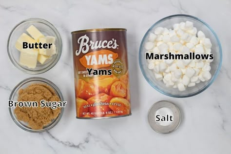 Baked Candied Yams From Can, Canned Sweet Potatoes With Marshmallows Easy, Candy Yams Marshmallows, Candied Yams Easy Canned, Yams With Marshmallows Crockpot, Bruce Candied Yams Recipe, Candied Yams With Marshmallows Canned, Candied Yams With Marshmallows Crockpot, Yams In A Can Recipes