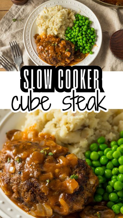 Cubed Round Steak Recipes Crock Pot, Crockpot Cubed Steak Recipes, Cube Steak Recipes Instant Pot, Cubed Steak Crockpot, Round Steak Recipes Crock Pot, Cubed Steak Recipes, Slow Cooker Cube Steak, Cube Steak Crock Pot Recipes, Crock Pot Cube Steak