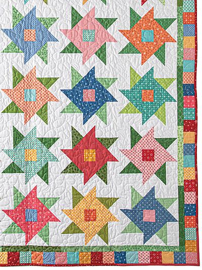 Summer Quilt Patterns, Flowers Quilt Pattern, New Quilt Patterns, Flowers Quilt, Quilting Digest, Bright Quilts, Spring Quilts, Scrappy Quilt Patterns, Half Square Triangle Quilts