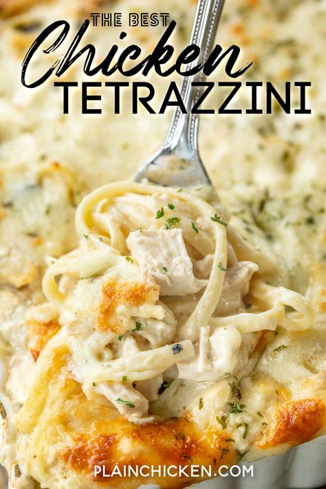 Campbells Cream Of Chicken Recipes Pasta, Campbells Cream Of Chicken Recipes, Chicken With Cream Of Chicken Soup, Chicken Tetrazzini Casserole, Chicken Linguine, Cream Of Mushroom Chicken, Chicken Tetrazzini Recipes, Campbells Recipes, Cheese Mozzarella