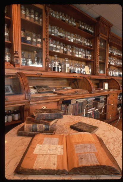 3,534 Historical Pharmacy Stock Photos, High-Res Pictures, and Images - Getty Images Old Pharmacy Aesthetic, Victorian Pharmacy, Pharmacy Pictures, Vintage Pharmacy, Pharmacy Store, Pharmacy Books, Barber Shop Decor, Pharmacy Design, Shop Decor