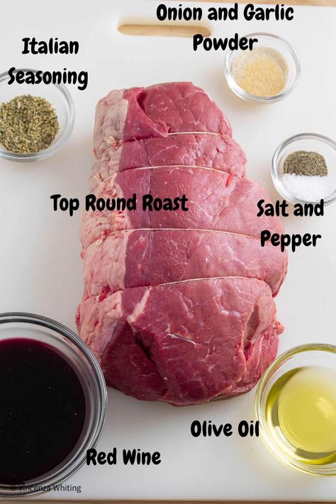 Top Round Roast Beef with Italian Herb Seasoning Bottom Round Roast Oven, Round Roast Recipes, Round Roast Recipe, Top Round Roast Recipe, Bottom Round Roast Recipes, Top Round Roast Beef, Top Round Roast, Dutch Oven Beef, Perfect Roast Beef