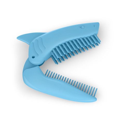 Attack your tangles. SHARKS TOOTH is the comb that keeps you looking sharp. Open up its tooth-filled jaws to quickly attack those tangles. It snaps shut, making an easy-to-carry grooming tool that goes anywhere. Shark Accessories, Shark Room, Ocean Room Decor, Sharks Tooth, Ocean Room, Clear Gift Boxes, Shark Gifts, Tangled Hair, Cute Shark