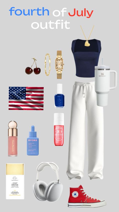 #usa #america #fashion #girlie #red #white #blue #aesthetic #outfit Red White And Blue Work Outfits, 4th Of July Work Outfit, Fourth Of July Outfits 2024, Red White Blue Aesthetic, 4 Of July Outfit Ideas, Blue Aesthetic Outfit, Red White And Blue Outfits, Red White Blue Outfit, Fitted Blue Dress