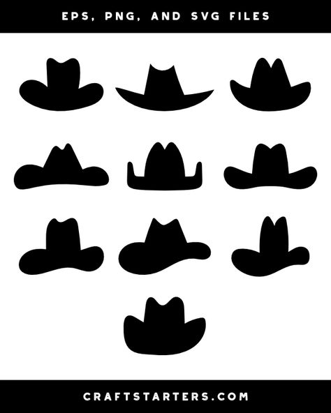 Cowboy Hat Nail Art, Cowboy Hat Doodle, Cowboy Hat Icon, Cartoon Cowboy Hat, Cowboy Hat Silhouette, Cowboy Hat Illustration, Cowboy Hat Svg, Cartoon Cowboy, Hat Silhouette