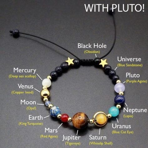 Stone Beads Bracelets, Planet 9, Star Accessories, Solar System Bracelet, Anting Manik, Seni Dan Kraf, Purple Agate, Diy Schmuck, Bijoux Diy