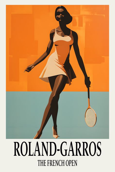 Roland Garros French Open Grand Slam Tennis Poster, Ideal for Tennis Lovers, Classic Sports-Themed Decor, Digitally Printable Vintage Canvas Tennis Vintage Poster, Vintage Sport Poster, Vintage Sports Posters, Vintage Tennis Aesthetic, Magazine Sketch, 70s Tennis, Tennis Inspiration, Tennis Artwork, Tennis Poster