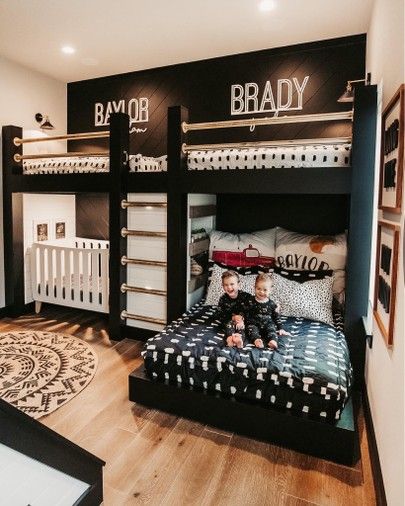 Shared Boys Rooms, Grandkids Room, Bunk Bed Rooms, Boys Bedroom Makeover, Bunk Rooms, Toddler Boys Room, Shared Room, Toddler Rooms, Bunk Room