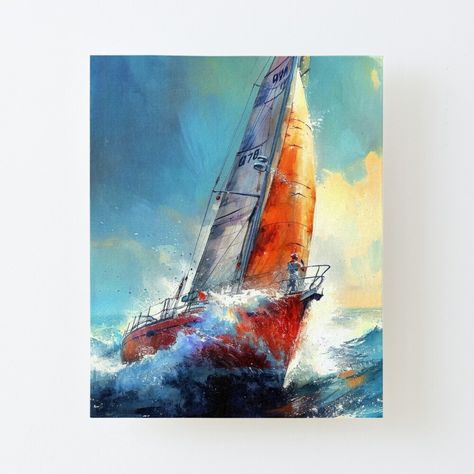 Sailing Painting, Marco Vintage, Sb Design, Sailboat Wall Art, Sport Canvas, Space Wall Art, Office Room Decor, Sea Painting, Canvas Framing