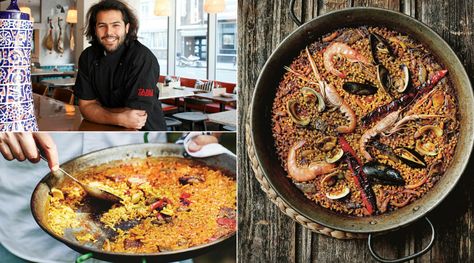 The author of Spanish Made Simple gives his advice for making paella -- one of the most essential of Spanish dishes -- at home. Omar Allibhoy includes a recipe for his Seafood Paella and a wonderful kitchen demonstration video to help make the process a bit easier to understand. Omar Allibhoy, Spanish Paella, Paella Pan, Seafood Entrees, Seafood Paella, Paella Recipe, Shellfish Recipes, Spanish Dishes, Summer Food