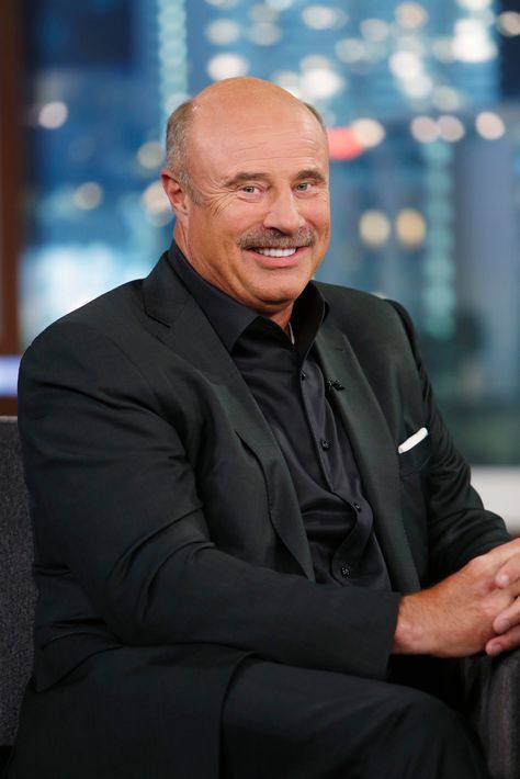 HAPPY 70th BIRTHDAY to DR. PHIL!!   9/1/20  Born Phillip Calvin McGraw, American television personality, author and the host of the television show Dr. Phil. He holds a doctorate in clinical psychology, but ceased renewing his license to practice psychological therapy in 2006. Black On Black Suit, Happy 70th Birthday, Picture Of Doctor, Dr Phil, Tv Icon, Steve Harvey, Black On Black, Karate Kid, Black Suit