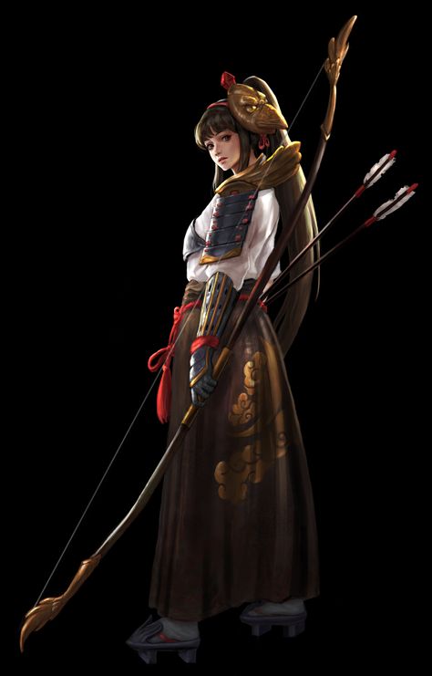 ArtStation - tengu archer, jae hyuck jang Female Archer, Archer Characters, Akali League Of Legends, Female Samurai, Samurai Artwork, An Arrow, Warrior Girl, Samurai Art, Fantasy Armor