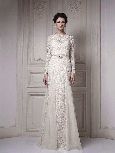 10 Wedding Gowns Perfect For Women Over 50 | PreOwned Wedding Dresses Baju Kahwin, Wedding Dress 2013, Lace Wedding Dress With Sleeves, Vintage Wedding Dress, Long Sleeve Wedding Dress Lace, 2015 Wedding Dresses, White Wedding Dress, Wedding Robe, Bridal Musings