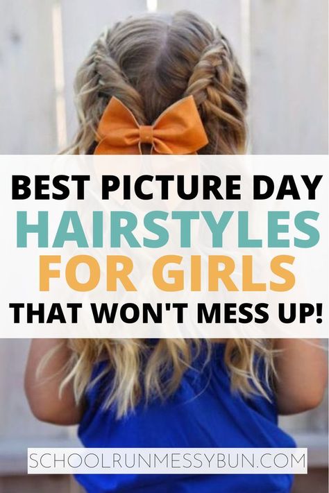 Best Picture Day Hairstyles For Kids, Picture Day Hair For Preschool, Girl Hairstyles For Photoshoots, School Photos Hair Ideas, School Day Pictures Hairstyles, Simple Picture Day Hairstyles For Kids, Picture Day Hair Kindergarten, Hairstyles For Family Pictures Daughters, Fall Picture Day Hairstyles For Kids