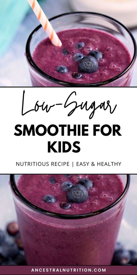 Start your kids’ day with a delicious low-sugar smoothie that’s packed with nutrition! This easy healthy breakfast option includes Greek yogurt, berries, greens, and chia seeds, providing protein, fiber, and healthy fats. Perfect for picky eaters, this smoothie delivers a balanced meal with antioxidants and is a quick morning choice. Save this kid-friendly recipe for a tasty and nutritious start to the day! Kid Friendly Smoothie Recipes, Smoothie For Kids, Kid Friendly Smoothies, Ideal Breakfast, Yogurt Berries, Low Sugar Smoothies, Ancestral Nutrition, Nutritional Breakfast, Healthy Living Recipes