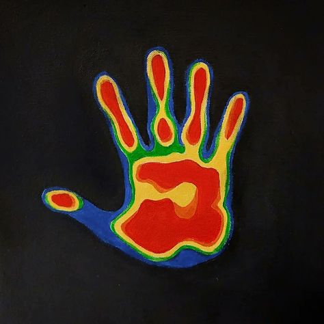 Heat Art Painting, Thermal Hand Print Wallpaper, Drawing For Your Room, Hand Paint Drawing, Thermal Handprint Painting, Hand Thermal Painting, Hand Heat Painting, Infrared Hand Painting, Hand Painting Drawing