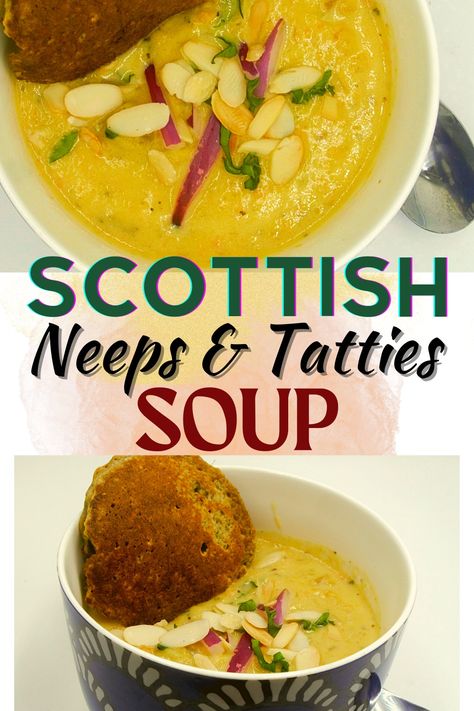 A Scottish classic that warms the souls of potato soup lovers worldwide! Easy and quick to make. #bestsouprecipes #scottishsouprecipes #scottishneepsandtattiessoup #bestneepsandtattiesoup #easyneepsandtattiessoup #internationalpotatosoups #bestpotatosoups #potatoandturnipsouprecipes #bestturnipsoups #bestpotatocreamsoups #easypotatoandturnipsoupforfamilies #bestpotatoandturnipsoupsforcompany #Britishsouprecipes #potatosoupwithturnips #potatosoupwithleeks #creamyleeksoups #vegetariansoups Scottish Potato Soup, Carrot And Turnip Soup, Scottish Soup, Scottish Lentil Soup Recipe, Easy Turnip Green Soup, Bread Rolls Recipe, Best Soup Recipes, Bread Roll, Vegetarian Soup