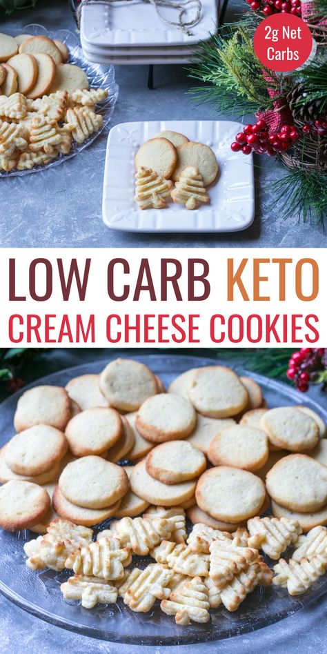 Low Carb Cream Cheese Cookies, Cream Cheese Spritz, Keto Cream Cheese Cookies, Cream Cheese Spritz Cookies, Low Carb Cookie, Low Carb Cookie Dough, Keto Cream Cheese, Low Carb Cookies Recipes, Paleo Chocolate Chip Cookies