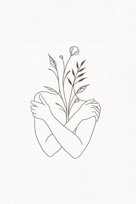 Self Love Fine Line Drawing, Simple Mother Nature Tattoo, Tattoo That Symbolizes Self Love, Embrace Yourself Tattoo, New Beginnings Drawing, Symbols Of Self Love, Tiny Self Love Tattoo, Tattoos About Self Love And Growth, Mother Nature Tattoos Simple